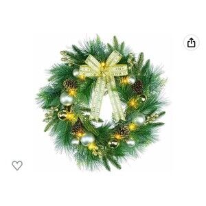 Pre Lit Christmas Wreath with Fairy Lights 20 Inch